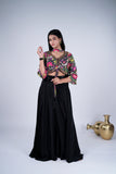 Floral Indo-Western with flowy Palazzo & Choker Dupatta