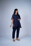 Kaftan Co-ord Set with Floral Panels & Cut-work