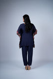 Kaftan Co-ord Set with Floral Panels & Cut-work