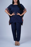 Kaftan Co-ord Set with Floral Panels & Cut-work