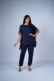 Kaftan Co-ord Set with Floral Panels & Cut-work