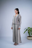 Luxurious Striped Co-ord Set with Side-Slit Pants