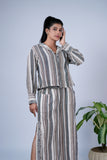 Luxurious Striped Co-ord Set with Side-Slit Pants