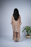 Sand Brown Co-ord Set with Ivory Cutwork Embroidery