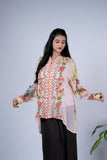 Floral Embroidered Shirt with Botanical Print