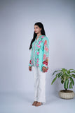 Floral Embroidered Shirt with Botanical Print