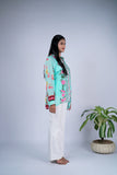 Floral Embroidered Shirt with Botanical Print