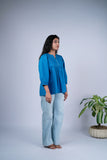 Peplum Top with Pleated Detailing & Balloon Sleeves