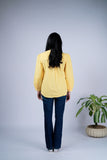 Cotton Shirt Top with Mandarin Collar & Balloon Sleeves