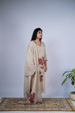 Floral Appliqué & Scalloped Natural Beige Suit Set