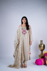 Ivory Rangrez Mirror Work Embroidered Suit Set