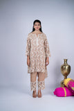 Nude Beige Floral Cutwork Embroidered Suit Set