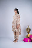 Nude Beige Floral Cutwork Embroidered Suit Set