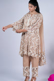 Nude Beige Floral Cutwork Embroidered Suit Set