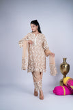 Nude Beige Floral Cutwork Embroidered Suit Set