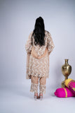 Nude Beige Floral Cutwork Embroidered Suit Set