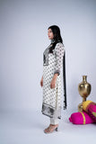 Monochrome Bloom Polka Dot Embroidered Suit Set