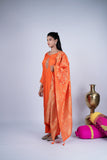 Kesariya Noor Embroidered Raw Silk Suit Set with Banarasi Dupatta