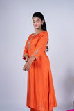 Kesariya Noor Embroidered Raw Silk Suit Set with Banarasi Dupatta