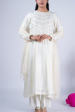 Off-White Aura Embroidered Anarkali Suit Set with Gold Detailing