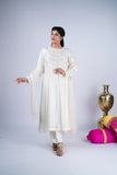 Off-White Aura Embroidered Anarkali Suit Set with Gold Detailing