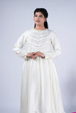 Off-White Aura Embroidered Anarkali Suit Set with Gold Detailing
