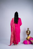 Kesariya Noor Embroidered Raw Silk Suit Set with Banarasi Dupatta