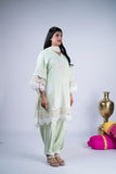Pastel Mint Green Embroidered Tulip Style Suit Set