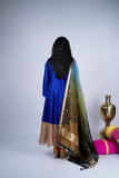 Royal Blue Anarkali Suit Set with Zardozi Yoke