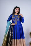 Royal Blue Anarkali Suit Set with Zardozi Yoke