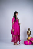Rani Pink Anarkali Set with Sequin Yoke