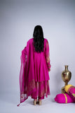 Rani Pink Anarkali Set with Sequin Yoke
