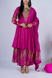 Rani Pink Anarkali Set with Sequin Yoke