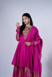 Rani Pink Anarkali Set with Sequin Yoke