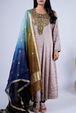 Steel Grey Antique Zardozi Anarkali Suit Set