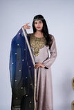 Steel Grey Antique Zardozi Anarkali Suit Set