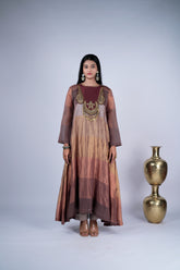 Metallic Copper Bronze Embroidered Anarkali Set