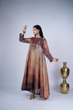 Metallic Copper Bronze Embroidered Anarkali Set