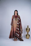 Metallic Copper Bronze Embroidered Anarkali Set