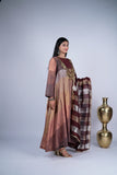 Metallic Copper Bronze Embroidered Anarkali Set