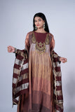 Metallic Copper Bronze Embroidered Anarkali Set