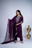 Royal Plum Embroidered Suit Set