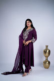 Royal Plum Embroidered Suit Set