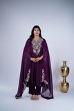 Royal Plum Embroidered Suit Set