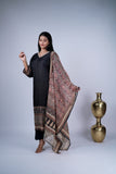 Ajrakh-Inspired Print Charcoal Black Suit Set