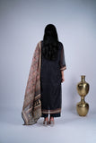 Ajrakh-Inspired Print Charcoal Black Suit Set
