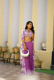 Purple Floral Indo-Western Sharara Set with Cape