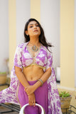 Purple Floral Indo-Western Sharara Set with Cape