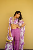 Purple Floral Indo-Western Sharara Set with Cape