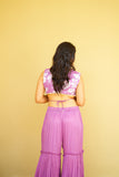 Purple Floral Indo-Western Sharara Set with Cape